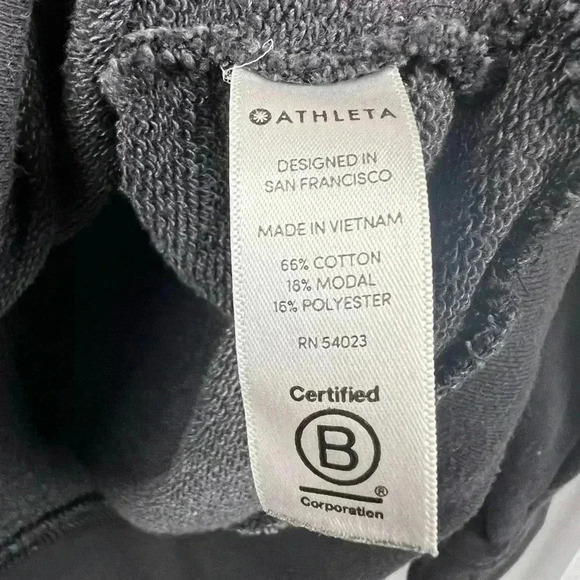 Athleta Basic Black Crew Neck Sweatshirt Cozy Baggy Cotton Blend Women’s Medium - Picture 8 of 12